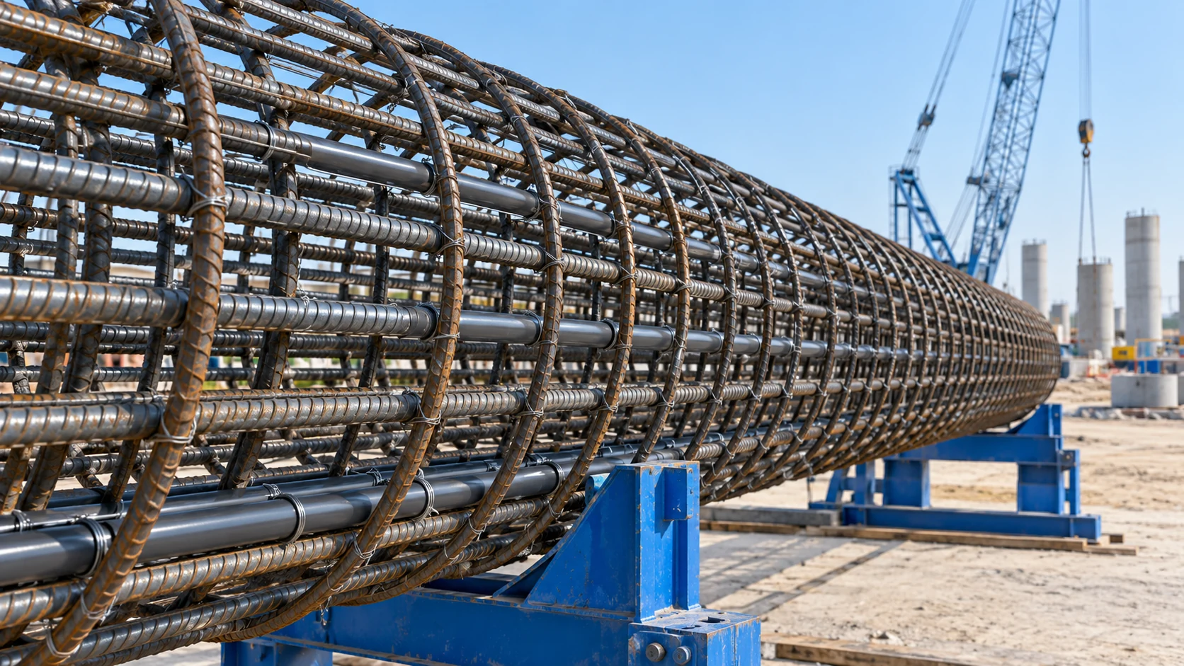 Illustration of sonic access tubes within a reinforcement cage